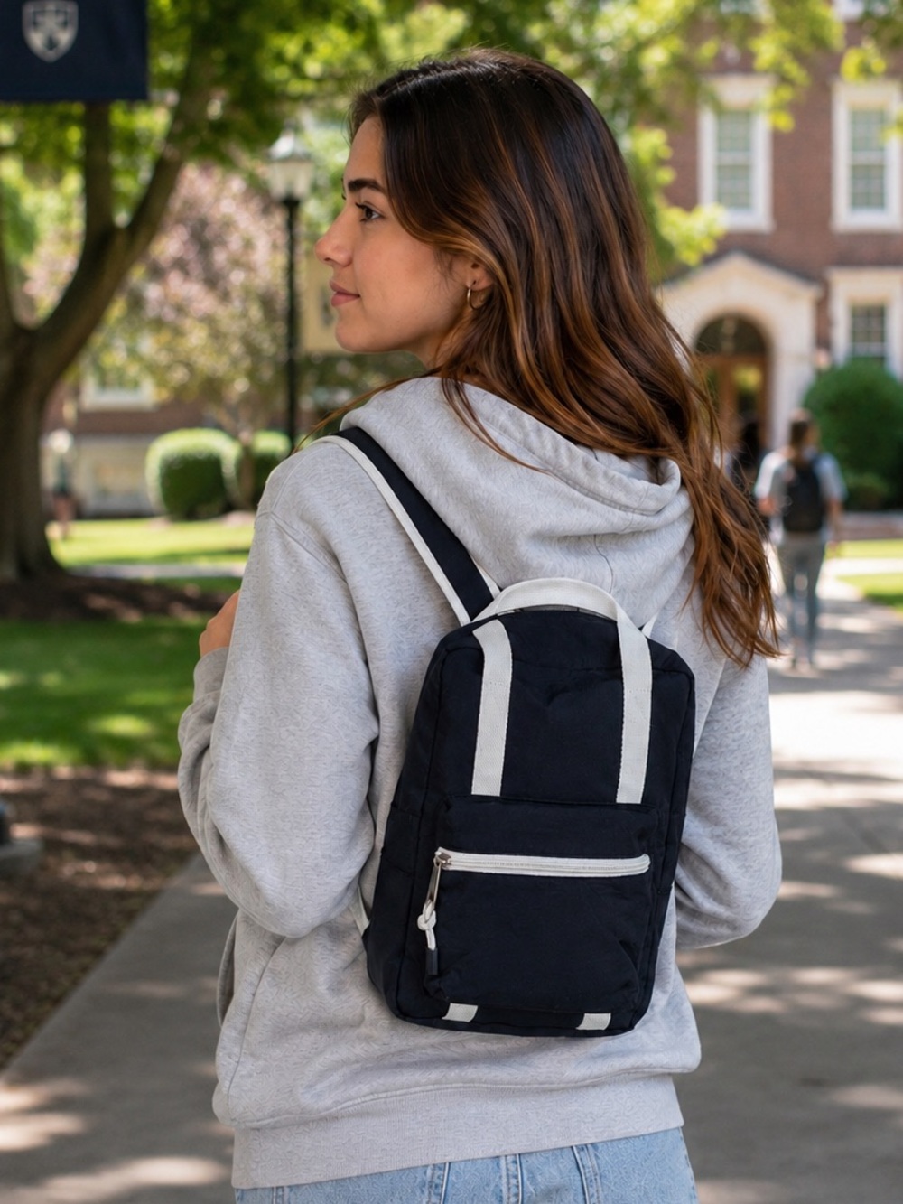 Wild Fable Mini Backpack Navy White Nylon Zip Y2K Preppy